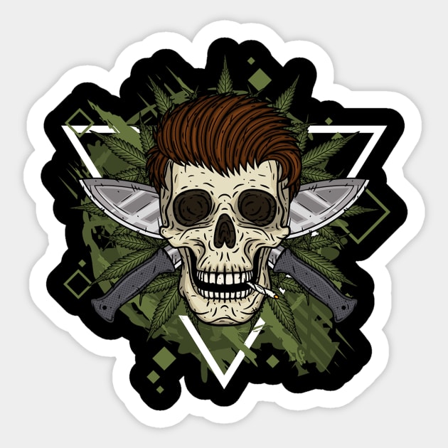 Skull and Knives Sticker by leodesigns